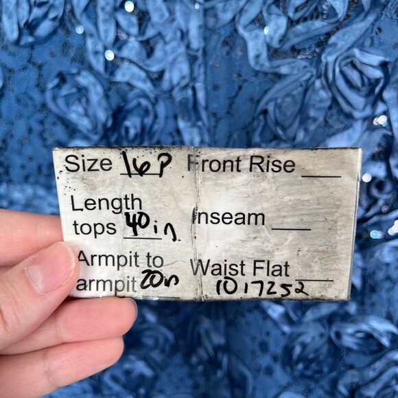 Alex Evenings Rosette A-Line Dress Blue Formal Dress 16P - Picture 12 of 13